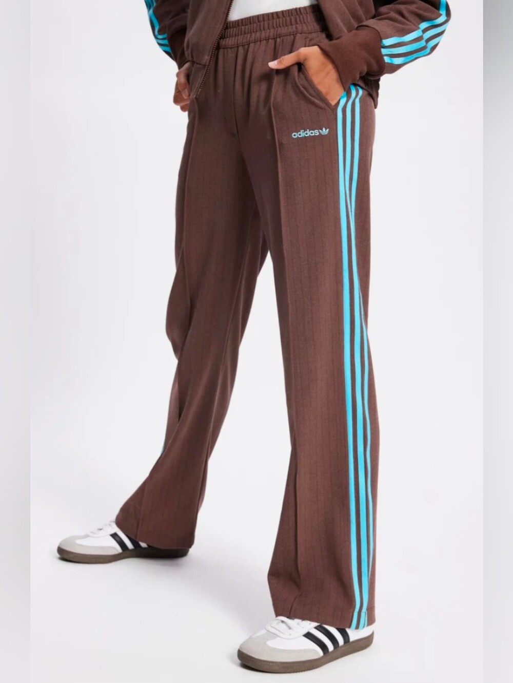 Adidas Originals Tailored Track Pants In Auburn With Blue Stripes - Picture 2 of 14